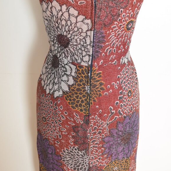 vintage 70s sun dress metallic floral mum print hippie boho sparkle maxi S M - Picture 7 of 7